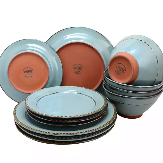 Outlet Kirklands Home Azure Glazed Round 12-pc. Dinnerware Set