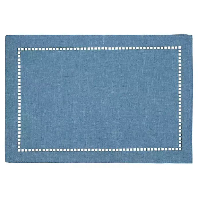 Clearance Kirklands Home Azure Laser-Cut Hemstitch Placemats, Set of 4 Blue
