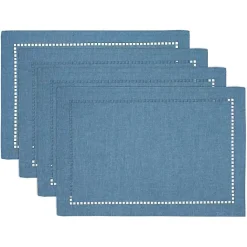 Clearance Kirklands Home Azure Laser-Cut Hemstitch Placemats, Set of 4 Blue