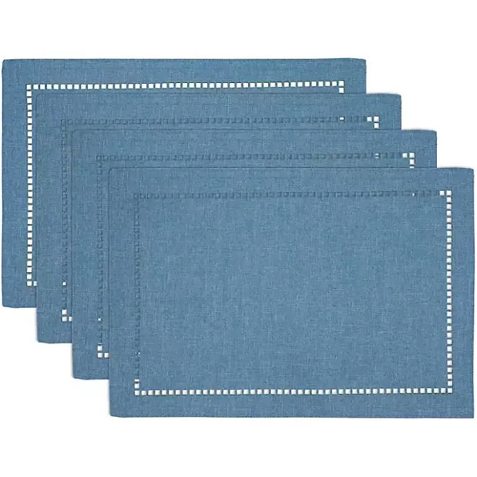 Clearance Kirklands Home Azure Laser-Cut Hemstitch Placemats, Set of 4 Blue