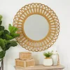 Hot Kirklands Home Bamboo Round Overlay Floral Frame Wall Mirror