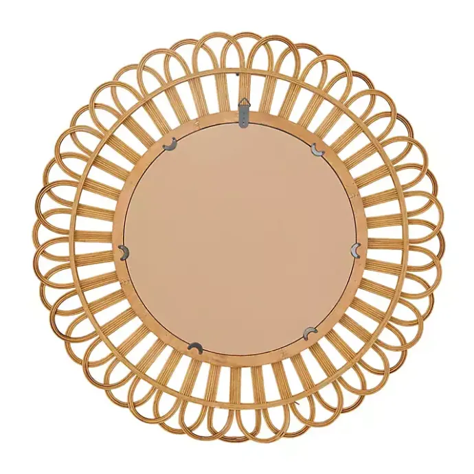 Hot Kirklands Home Bamboo Round Overlay Floral Frame Wall Mirror