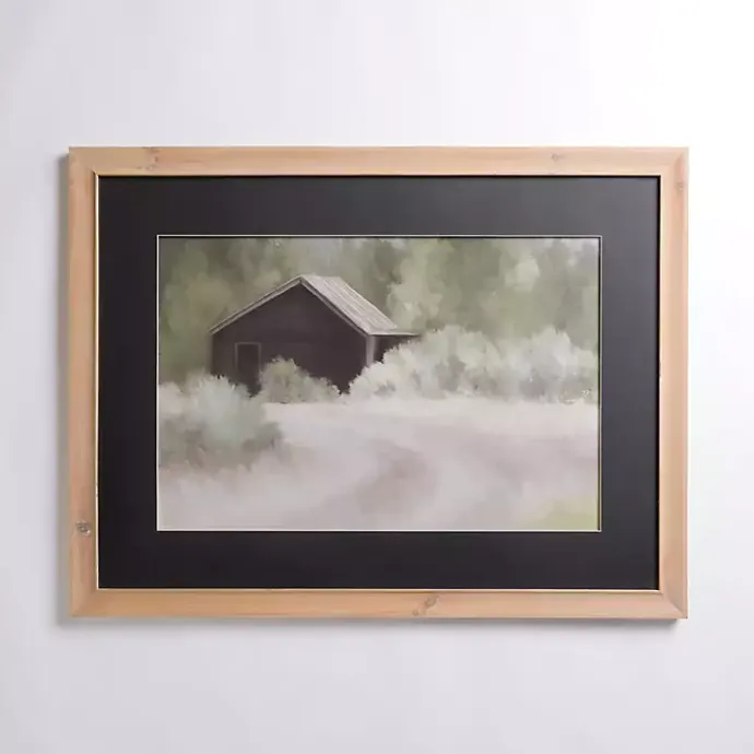 New Kirklands Home Barn Landscape Black Mat Framed Art Print