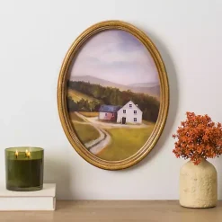 Outlet Kirklands Home Barn Landscape Oval Framed Art Print
