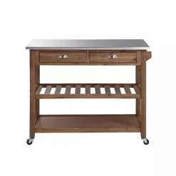 Sale Kirklands Home Barnwood Sonoma Stainless Steel Top Kitchen Cart Brown