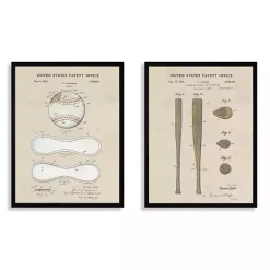 Kirklands Home Baseball Patents Framed Art Prints, Set of 2 Tan