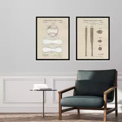 Kirklands Home Baseball Patents Framed Art Prints, Set of 2 Tan