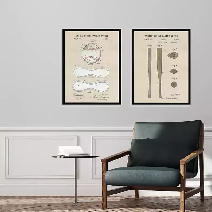 Kirklands Home Baseball Patents Framed Art Prints, Set of 2 Tan