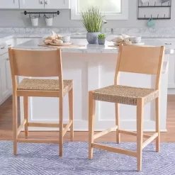 Best Kirklands Home Basketweave Seat Counter Stools, Set of 2 Tan
