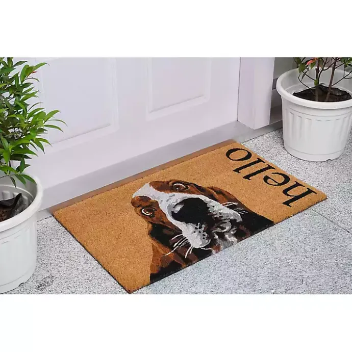 Hot Kirklands Home Basset Hound Hello Doormat Brown