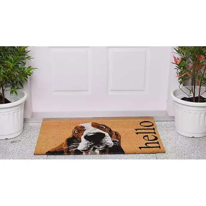 Hot Kirklands Home Basset Hound Hello Doormat Brown