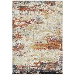 New Kirklands Home Bastia Ivory Orange Area Rug, 7x9 Multi