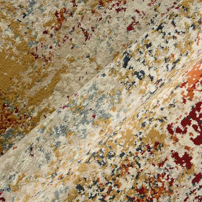 New Kirklands Home Bastia Ivory Orange Area Rug, 7x9 Multi