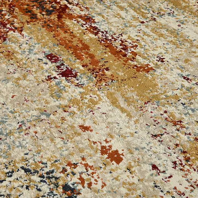 New Kirklands Home Bastia Ivory Orange Area Rug, 7x9 Multi