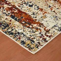 New Kirklands Home Bastia Ivory Orange Area Rug, 7x9 Multi