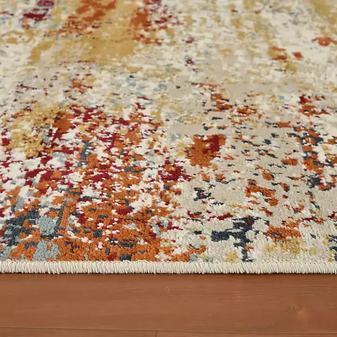New Kirklands Home Bastia Ivory Orange Area Rug, 7x9 Multi