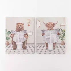 Online Kirklands Home Bathroom Animals Canvas Art Prints, Set of 2 White