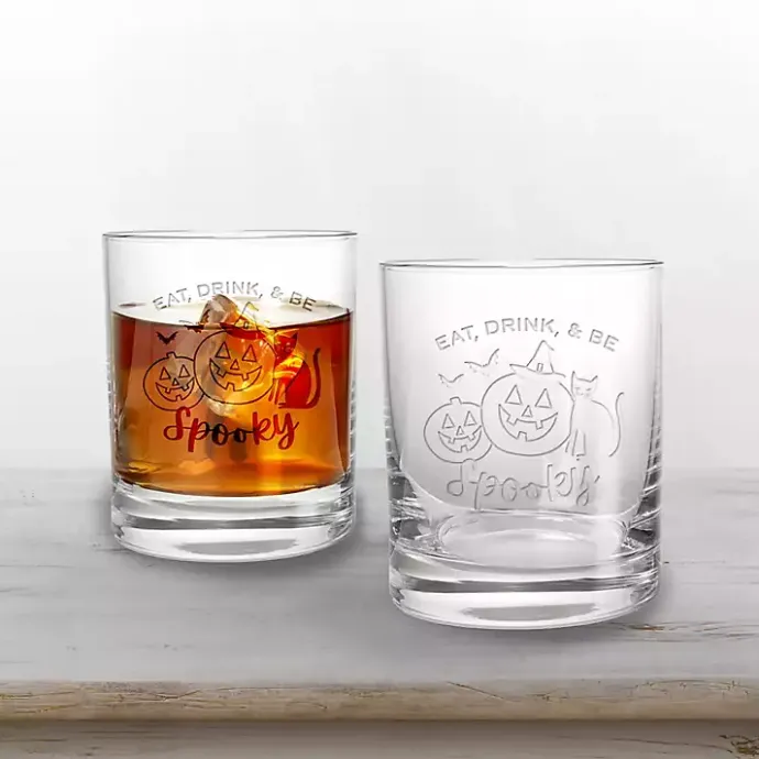 Hot Kirklands Home Be Spooky Halloween Whiskey Glasses, Set of 2 Clear