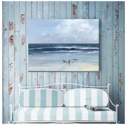 Hot Kirklands Home Beach Combers Outdoor Canvas Art Print Blue
