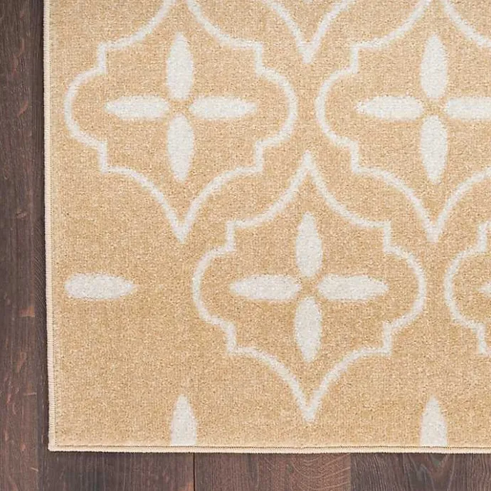 Online Kirklands Home Beige & Ivory Quatrefoil Indoor/Outdoor Runner