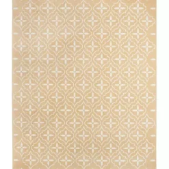 New Kirklands Home Beige & Ivory Quatrefoil Indoor/Outdoor Rug, 5x7