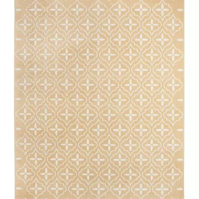 New Kirklands Home Beige & Ivory Quatrefoil Indoor/Outdoor Rug, 5x7