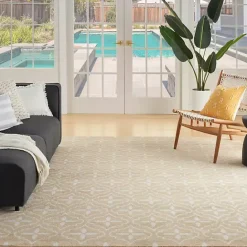 Outlet Kirklands Home Beige & Ivory Quatrefoil Indoor/Outdoor Rug, 8x10