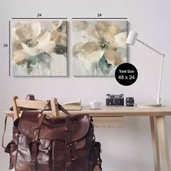 Outlet Kirklands Home Beige Abstract Flowers Canvas Art Prints, Set of 2 Tan