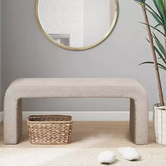Discount Kirklands Home Beige Boucle Waterfall Bench Brown