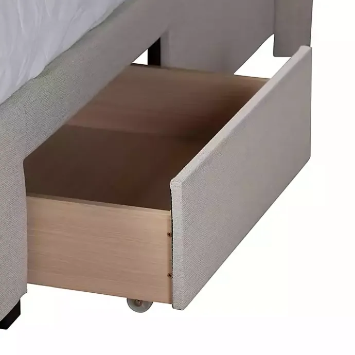 New Kirklands Home Beige Braylon Upholstered 3-Drawer Queen Bed Tan