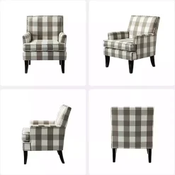 New Kirklands Home Beige Buffalo Check Upholstered Armchair Brown
