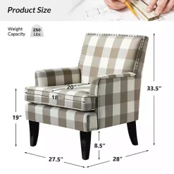 New Kirklands Home Beige Buffalo Check Upholstered Armchair Brown
