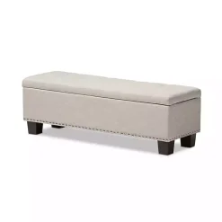 Online Kirklands Home Beige Button-Tufted Upholstered Storage Bench Tan