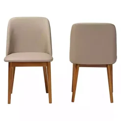 Clearance Kirklands Home Beige Faux Leather Modern Dining Chairs, Set of 2 Tan