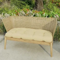 Outlet Kirklands Home Beige French Edge Outdoor Wicker Settee Cushion Tan
