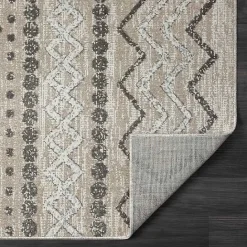 Hot Kirklands Home Beige Geometric Stripe Washable Area Rug, 5x7