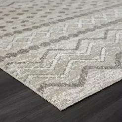 Hot Kirklands Home Beige Geometric Stripe Washable Area Rug, 5x7