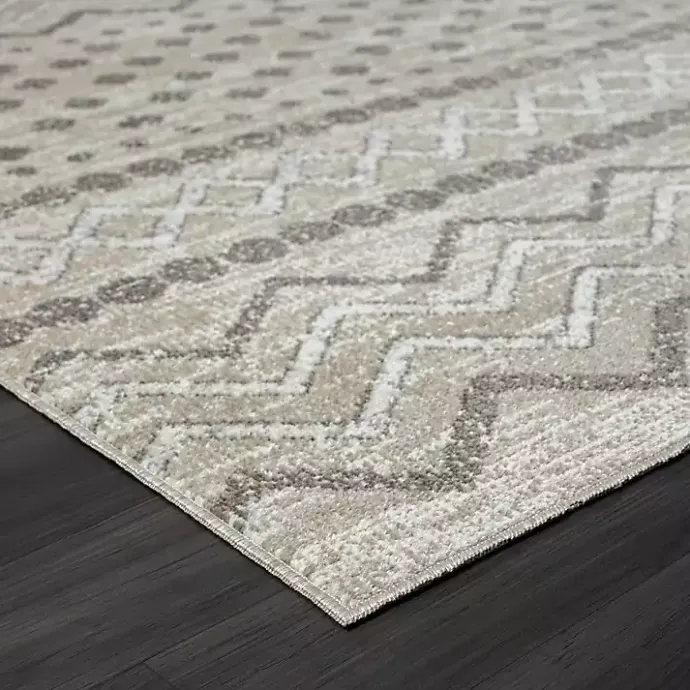 Hot Kirklands Home Beige Geometric Stripe Washable Area Rug, 5x7