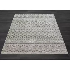 Hot Kirklands Home Beige Geometric Stripe Washable Area Rug, 5x7