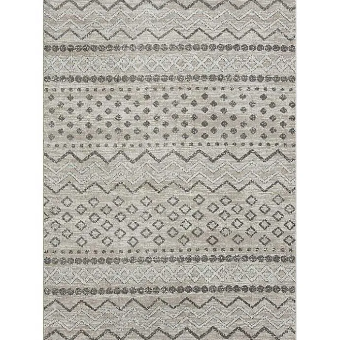 Clearance Kirklands Home Beige Geometric Stripe Washable Area Rug, 7x9