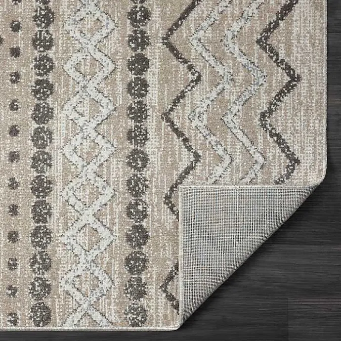 Clearance Kirklands Home Beige Geometric Stripe Washable Area Rug, 7x9
