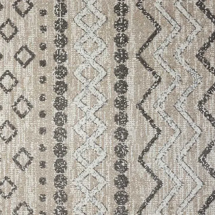 Clearance Kirklands Home Beige Geometric Stripe Washable Area Rug, 7x9