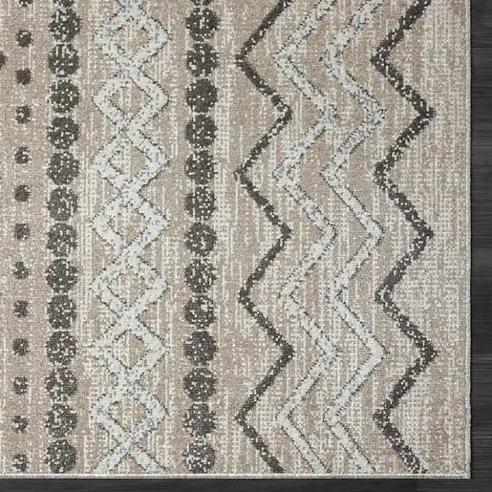 Clearance Kirklands Home Beige Geometric Stripe Washable Area Rug, 7x9