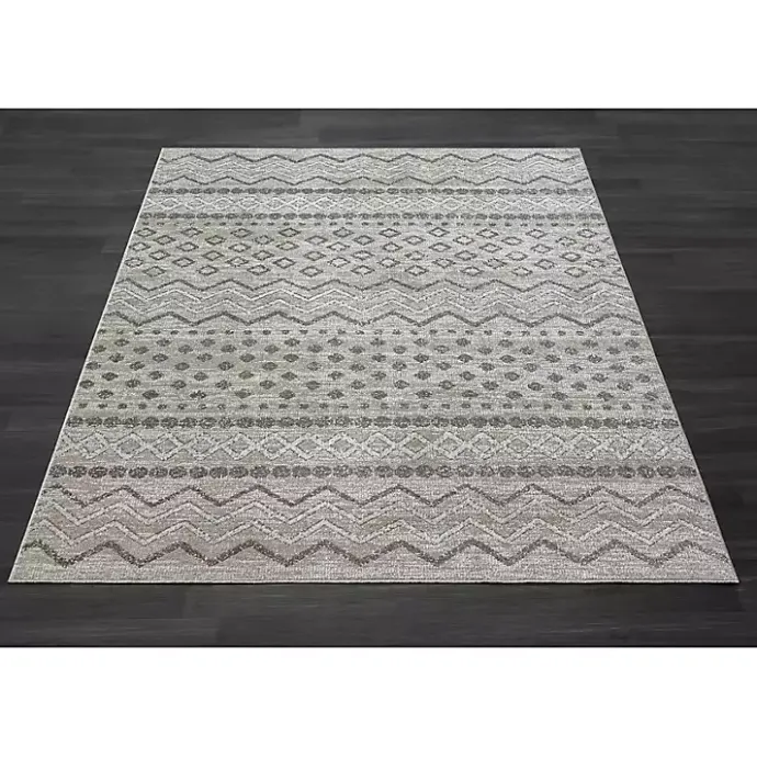 Clearance Kirklands Home Beige Geometric Stripe Washable Area Rug, 7x9