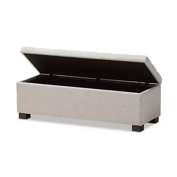 Sale Kirklands Home Beige Grid-Tufted Contemporary Storage Bench Tan