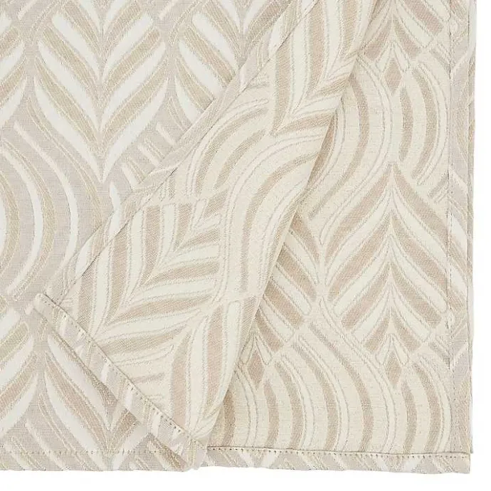 Discount Kirklands Home Beige Jacquard Leaf Tablecloth, 72 in. Brown