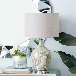 Discount Kirklands Home Beige Marbled Mercury Glass Table Lamp Brown
