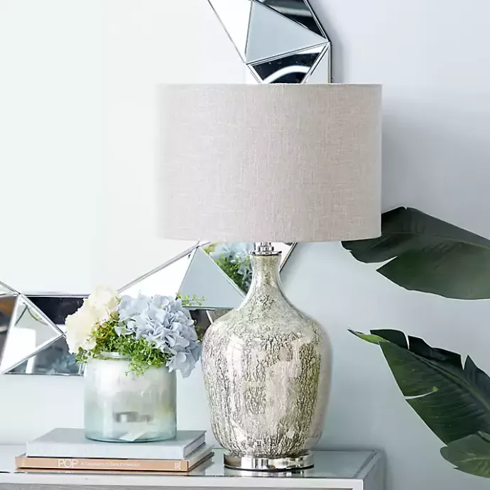 Discount Kirklands Home Beige Marbled Mercury Glass Table Lamp Brown