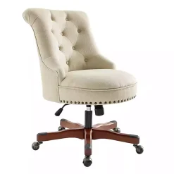 New Kirklands Home Beige Miller Tufted Office Chair Tan