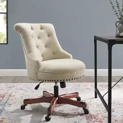 New Kirklands Home Beige Miller Tufted Office Chair Tan